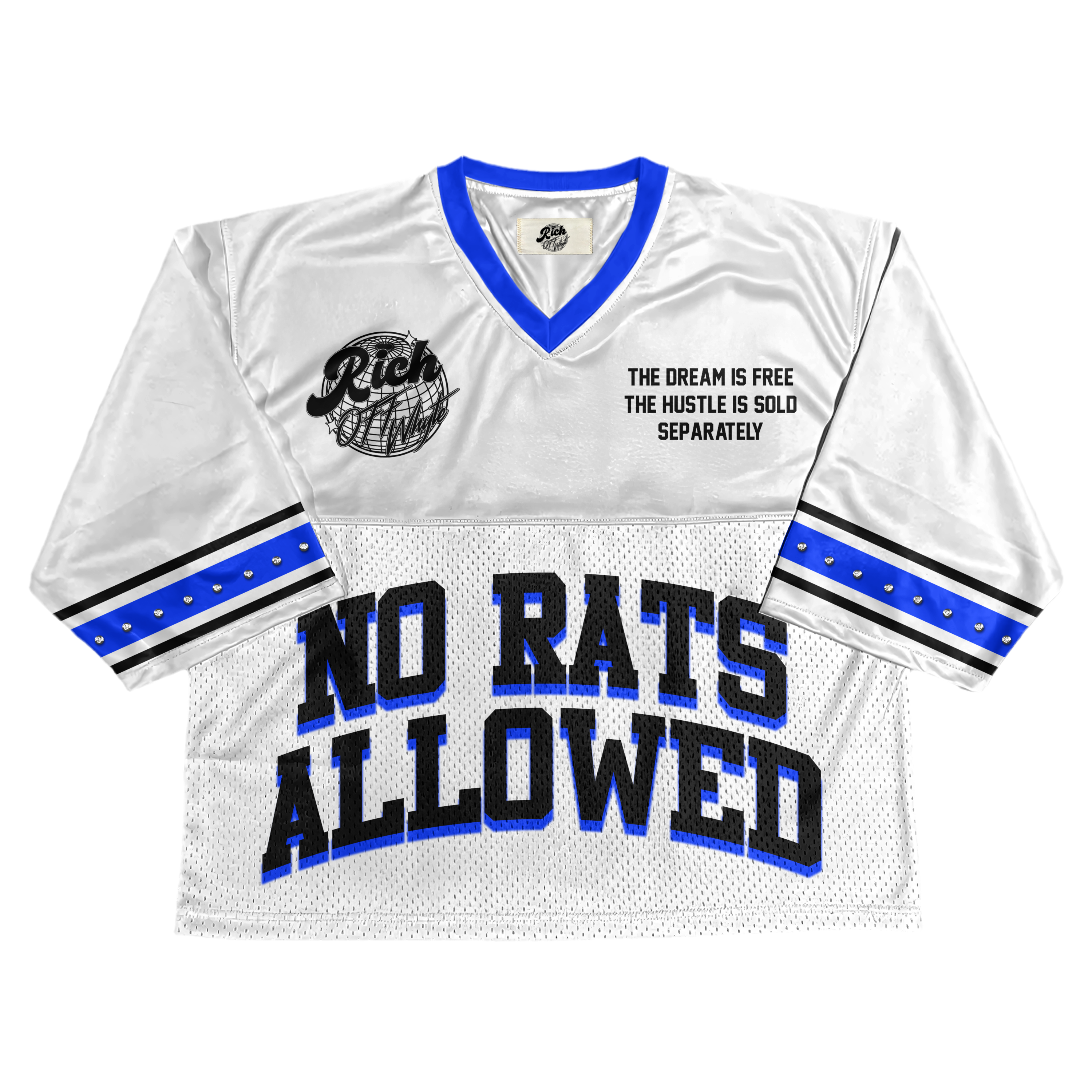 “No Rats Allowed” Blue & White Jersey Set