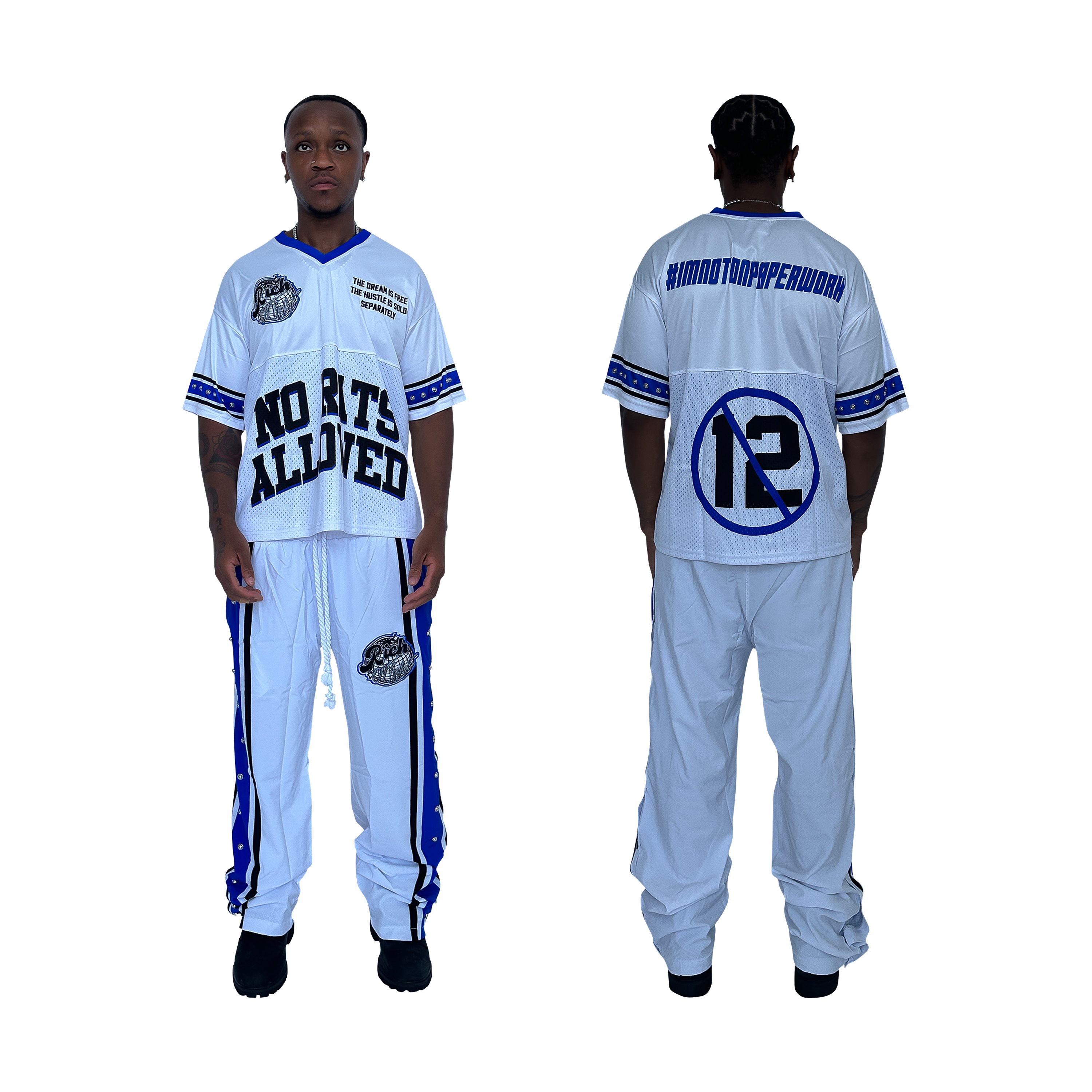 “No Rats Allowed” Blue & White Jersey Set